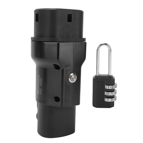 Akozon Adaptateur EV Compatible avec Type 2, Adaptateur de Charge EV Portable 32 A 250 V avec Mécanisme de Verrouillage, vers Convertisseur de Type 2 avec étanchéité IP54 et PC Ignifuge
