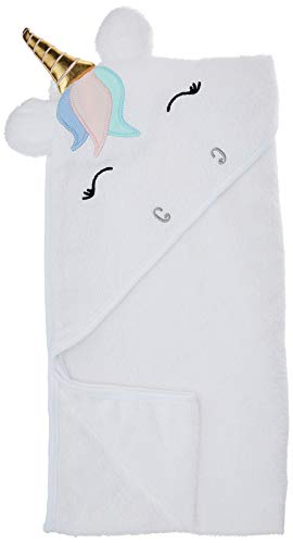 Image of Hudson Baby Unisex Baby Cotton Animal Face Hooded Towel, Multicolor Unicorn, One Size
