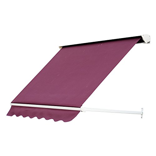 Outsunny 6' Drop Arm Manual Retractable Sun Shade Patio Window Awning, Wine Red