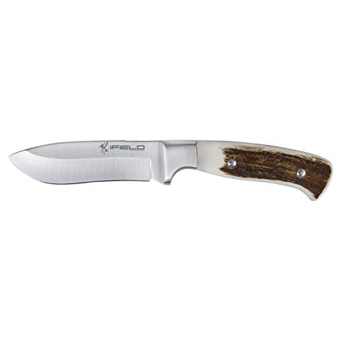 iFIELD Sports Hunting Knife Workout EL29110, 4 inch MOVA Blade in Satin Finish, Stainless Steel Ferrule, Total Blade 8.5inch Black Leather Sheath Cover