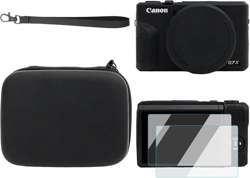 Protector pantalla Canon G7X Mark III y funda rígida Rieibi contra arañazos