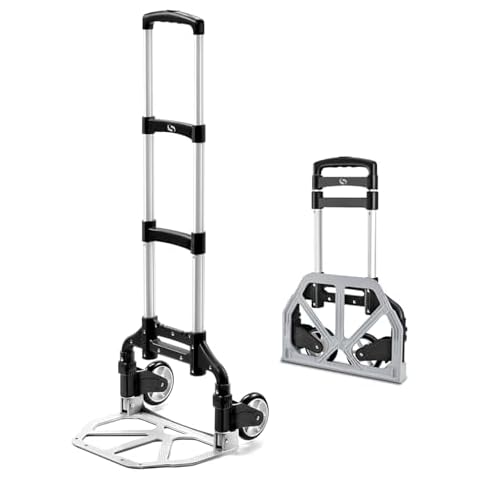 Folding Hand Truck, Dolly Cart with Wheels Foldable, Lightweight Aluminum Luggage Cart Portable Collapsible Trolly for Utility Cart, Hand Trucks for Moving Travel Shopping Airport Office Cover