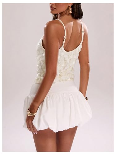 SOLY HUX Women's Sequin Cami Tops Spaghetti Strap Scoop Neck Summer Camisole Going Out Party Club Top2