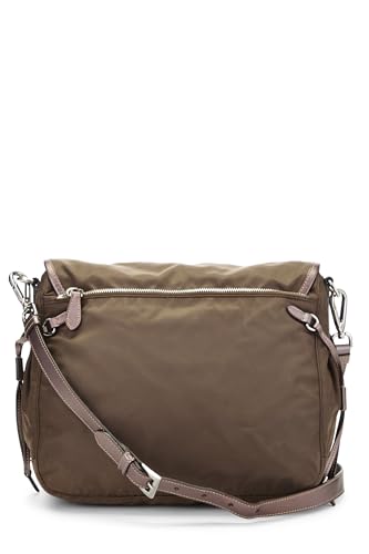 Pre-Loved Brown Nylon Double Buckle Flap Messenger Bag, Brown4