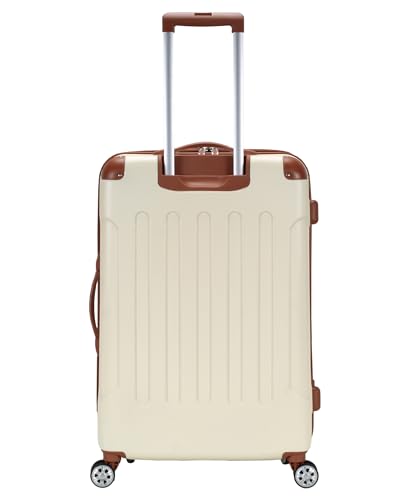 Image of Rockland London Hardside Expandable Spinner Wheel Luggage, White, Checked-Large 28-Inch