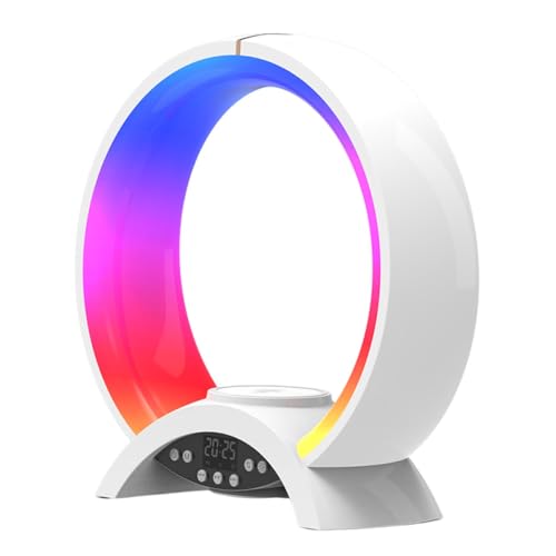 Cargador inalámbrico LED y despertador 4 en 1 con altavoz para mesita de noche