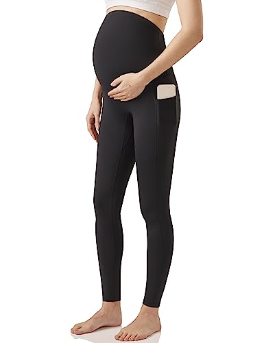 Image of Enerful Women's Maternity Workout Leggings Over The Belly Pregnancy Active Wear Athletic Soft Yoga Pants with Pockets