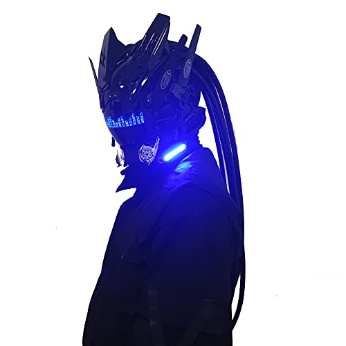 Kyeday Punk Mask Cosplay For Men,Bluetooth App Techwear Mask, Halloween Cosplay Costume Accessory With Led Lamp, Futuristic Mask #TOP4