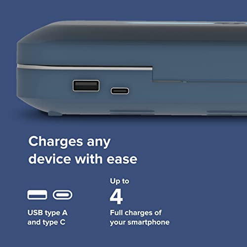 Image of PhoneSoap Go Battery Powered UV Cell Phone Sanitizer & Universal Phone Charger Box | Patented & Clinically Proven 360-Degree UV Box for Smartphones | Disinfects & Charges On The Go (Indigo)