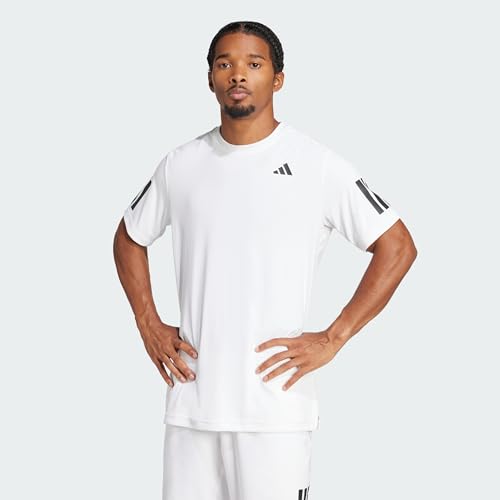 adidas Men's Club Tennis Climacool 3-Stripes T-Shirt, White, L