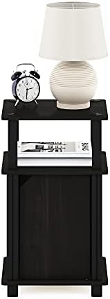 Furinno 3-Tier End, Side Table, Nightstand with Door, Engineered Wood, Espresso/Black, 1-Pack