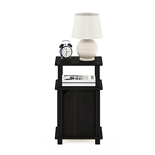 Image of Furinno Brahms 3-Tier End Side Sofa Table /Nighstand with Door, 1-Pack, Espresso /Black