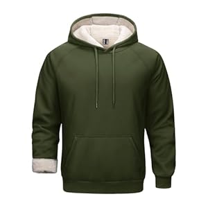 [KEFITEVD] パーカー メンズ 裏起毛 スポーツウェア 防寒 ランニングウェア プルオーバー ヘビーウェイト スウェット 秋冬 トレッキング 防寒着 アーミーグリーン M" 