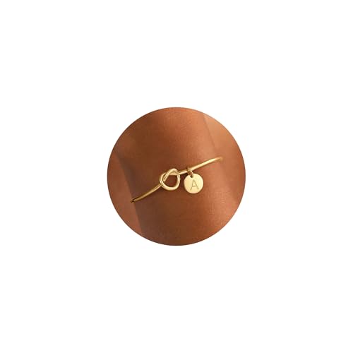 M MOOHAM Gold Initial Bracelets for Women - Dainty Tie the Knot Letter A-Z Initial Bracelet for Women Gold Cuff Bracelet for Womens Jewelry Personalized Bridesmaid Proposal Wedding Gifts