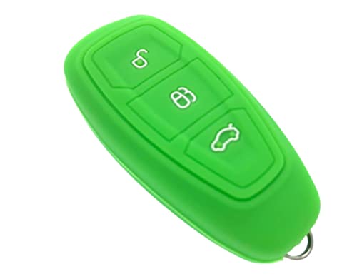 Nordecco – Coque de clé en silicone compatible avec Ford S-MAX/B MAX/C- FOCUS/MONDEO/KUGA/FIESTA Fusion ST 3 boutons sans clé (vert)