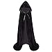 Kids Velvet Cloak Cape With Hooded For Halloween Christmas Cosplay Costumes (M, Black)