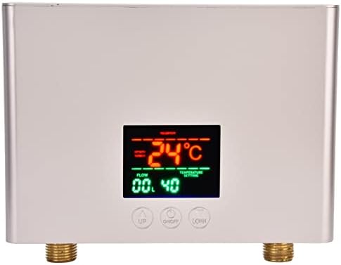 CUYT Electric Tankless Water Heater, IPX4 3000W 30‑55℃ Energy Saving Hot Water Heater Multiple Protection Tankless Instant Water Heater with Remote Control Touch Panel for Home, Hotel, Kitchen(Gold)