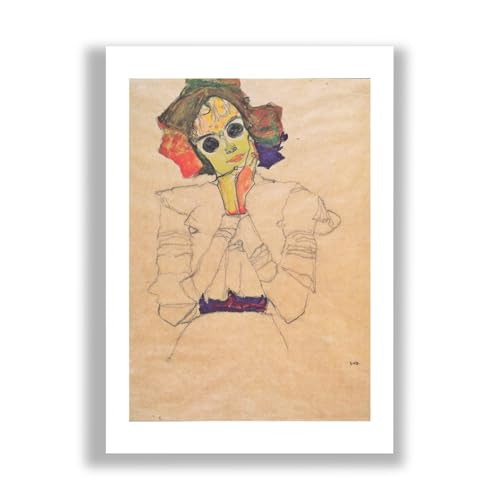 Egon Schiele Impression artistique mate fille jaune orange poster XL chambre