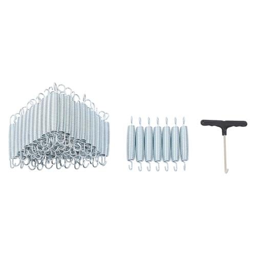 SHOUMANUAL 5.5" Trampoline Springs Replacement, 72 Pack Universal Galvanized Steel Trampoline Accessories with T-Shaped Tool, High-Extension, Low Noise