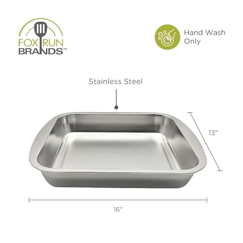 Fox Run Stainless Steel Roasting Pan, 16" x 13" Rectangular Oven Baking Pan by Fox Run - Image 6