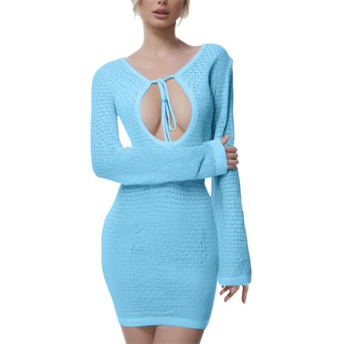 Robe de plage femme été en tricot ajouré et paréo sexy à volants