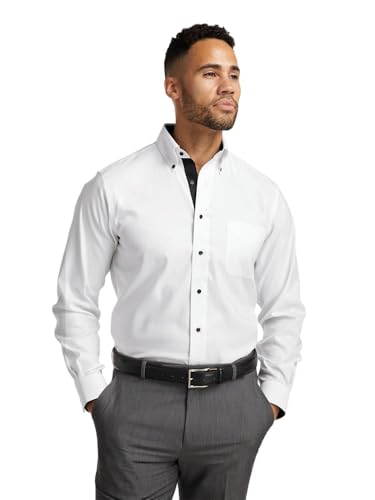 Paul Fredrick Men's Tailored Fit Comfort Stretch Non-Iron Solid Dress Shirt2