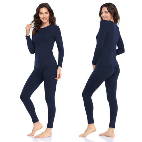 Image of WEERTI Thermal Underwear for Women Long Johns with Fleece Lined Long Underwear Set Cold Weather Pajamas Top Bottom