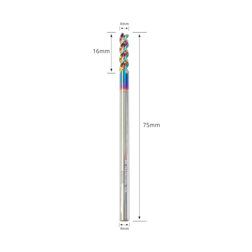 Image of Tools D4mm Extra Long Carbide Square End Mill for Aluminum, Copper Alloy, Plastic, 3 inch Overall Length End Mill Bits, 3 Flute HRC 62 Deg DLC Coating, CNC Router Bits (D4-75L 3F 5PCS)