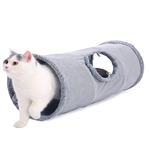 NEEMOSI Tunnel pour chat, tube de jeu pour chat, jouet pliable avec 1 trou pour lapins et chatons, 30 x 67 cm Cover