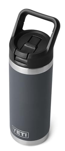 YETI Rambler C Straw Bottle, Stainless Steel Vacuum Insulated Bottle with Leakproof Straw Cap, Charcoal, 18 oz (532 ml)