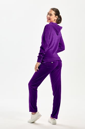 Image of TanBridge 2 Piece Outfits Women's Velour Sweatsuits Long Sleeve Zip Up Hoodie Sweatpants Tracksuits for Women