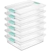 Sterilite 6-Pack Clip Box, Stackable Clear Plastic Bins with Latching Lids, Large - Writing, Arts or Crafts Supplies Storage Containers for Home, Office, Classroom and Workshop Organization