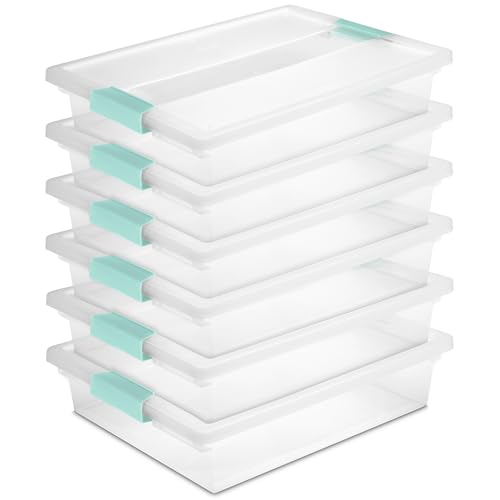 Sterilite 6-Pack Clip Box, Stackable Clear Plastic Bins with Latching Lids, Large – Writing, Arts or Crafts Supplies Storage Containers for Home, Office, Classroom and Workshop Organization