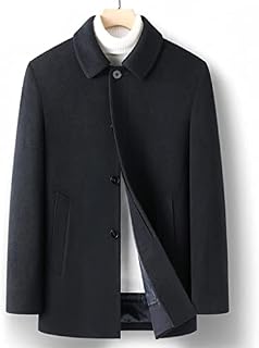 YYGBH Autumn And Winter In The Young Men's Double-sided Wool Tweed Coat Lapel Goose Down Lining Business Casual Cashmere Jacket (Color : Argento, Size : L)