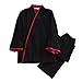 CAMDOM Zweiteiliger Baumwoll-Bademantel im japanischen Stil, Kimono, Pyjama-Set, Nachtwäsche für Paare, Schwarz, XXL