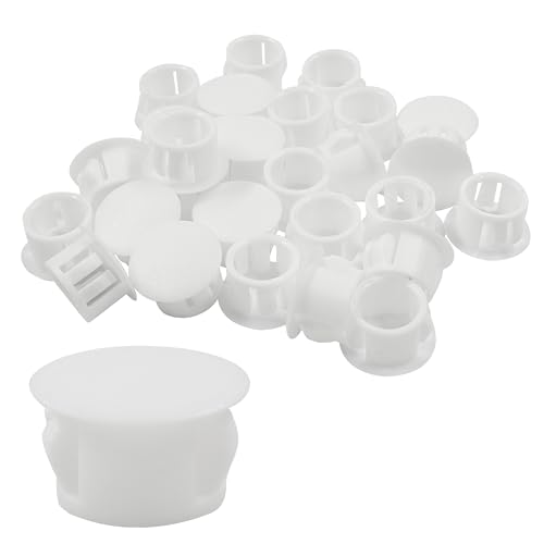 Image of Hitefu 30PCS Plastic Hole Plugs, 1 /2-Inch (13mm) White Flush Type Panel Plugs for Furniture and Fencing Post, Ideal for Cabinet and Screw Hole Covering