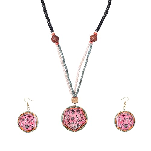 Image of AAKRITI ART CREATIONS Handcrafted Women's Jewelry Set - Elegant Ethnic Necklace and Earrings, Statement Fashion Accessories for Parties & Festivals
