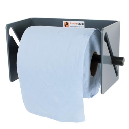Blue hand Towel Dispenser. Fits Blue Roll. Ideal Van Storage & Workshop. 100% Rustproof. Wall Mount. Grey