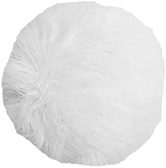 Thro by Marlo Lorenz TH015177002E 16" Kari Keller Round Faux Mongolian Pillow, 1 Count (Pack of 1), White