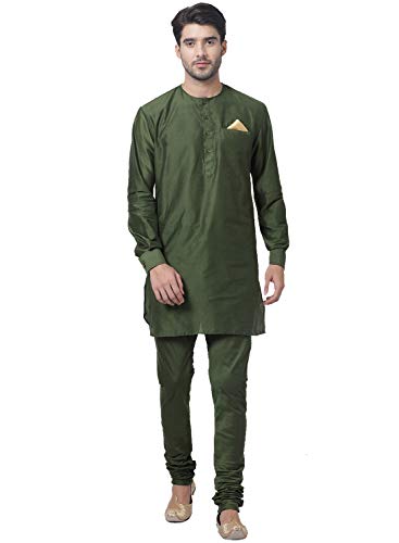 Image of VASTRAMAY Men's Black Cotton Blend Kurta and Pyjama Set