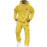 Generisch Chándal largo para hombre, traje deportivo largo con estampado de cabeza de toro, traje deportivo holgado, ropa de calle, cálido, sudadera con capucha, traje deportivo de 2 piezas Y2K Hip