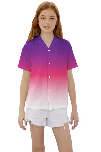 Image of SANGTREE Girls & Women's Hawaiian Shirts Button Down Short Sleeve Floral Tropical Shirt Beach Vacation Blouse Tops