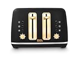Morphy Richards Accents 4 Slice Toaster, Soft Gold Collection, Variable Browning, Removable Crumb Tray, Cord Storage, Non-slip, 2200W, Matte Black, 242047 - Image 2