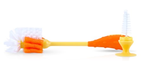 Nuby 2-In-1 Bottle And Nipple Cleaning Brush With Suction Base, Colors May Vary #TOP3
