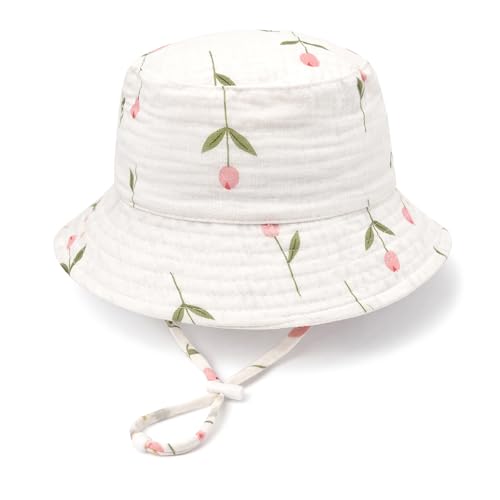Baby Sun Hat Infant Toddler Summer Bucket Hat, Medical Cotton Yarn Sun Hats for Baby Boys Girls 6-24 Months