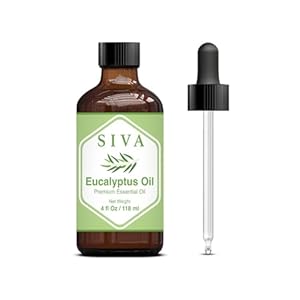 SIVA Eucalyptus Essential Oil – 4 Fl Oz – Natural Eucalyptus Oil – for Diffuser, Face, Skin Care, Aromatherapy, Hair Care, Scalp and Body Massage – with Dropper