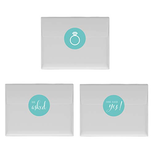 Andaz Press Chocolate Drop Labels Stickers, Wedding He Asked She Said Yes!, Diamond Blue, 216-Pack, Robin's Egg Blue For Bridal Shower Engagement Kisses Party Favors Decor #TOP2