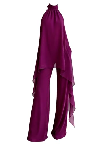 Haut dos nu et pantalon large pour femme, la tenue de cocktail idéale aux détails volants