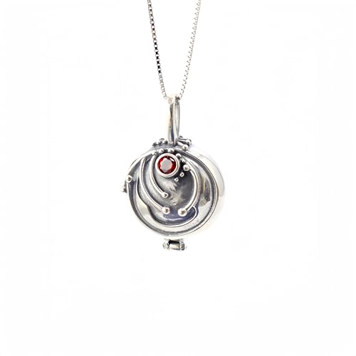 925 Sterling Silver Elena's Vervain Pendant Locket Retro Necklace Cosplay Women Jewelry With 17.7 Inches Chain