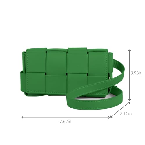 Image of Mini Woven Crossbody Bag for Women, Square Shoulder Handbag Leather Clutch Purse Cute Fanny Packs with Adjustable Belt